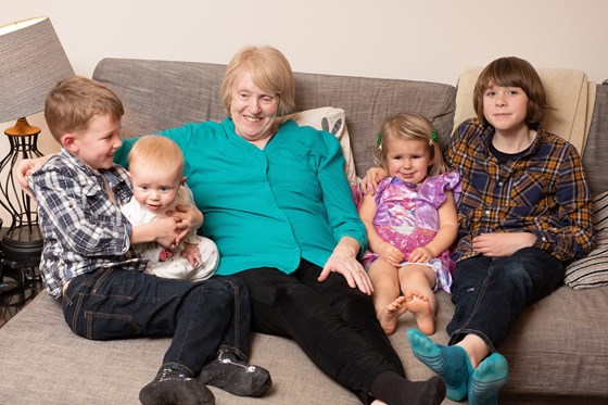 Christmas 2019 with her 4 grandchildren, Monty, Toby, Abigail & Archie.