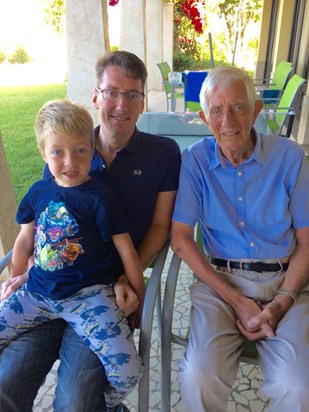 Ian, "G" and young Jack (first Great grandson) Madeira July 2017