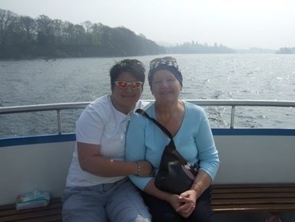 Sue and Jenni on Lake Windermere