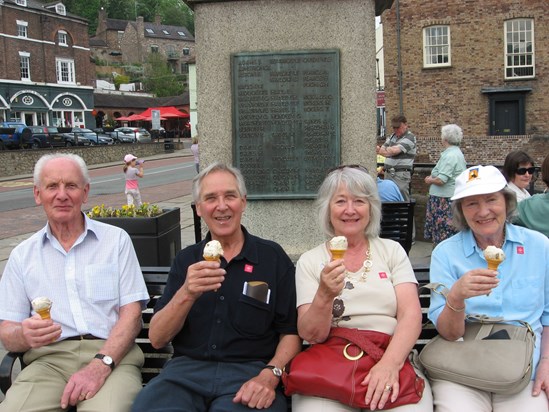 Daphne,Joe,Sylvia & Philip taking a break at Ironbridge Shropshire.