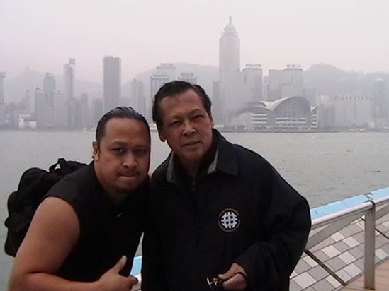 Joe with son Joshua in Hong Kong