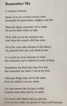 Remember Me poem