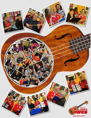 Mam playing with her Welsh-speaking uke group