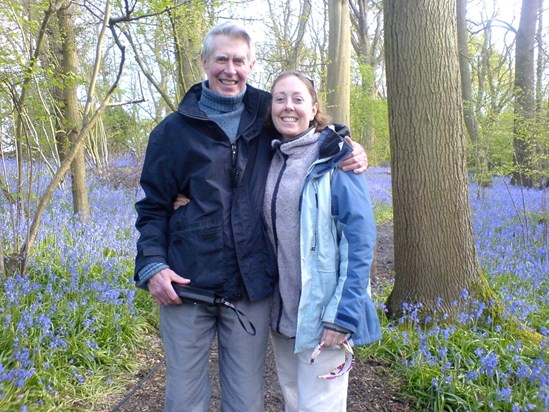 Trish and Dad, Fred, in Surrey Bluebell Woods