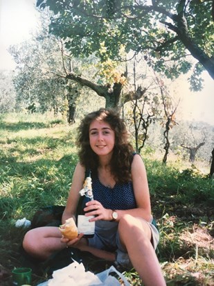 Her 19th birthday on a hillside overlooking Florence... we were inter railing and she’d carried that bottle of champagne the entire trip!