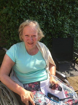 Mum smiling in the garden 