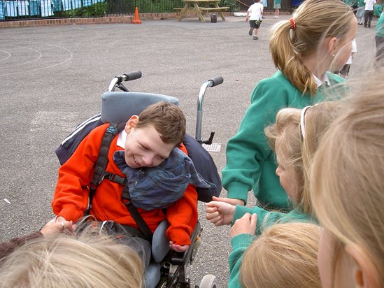 Making new friends at Ide Primary School 2004
