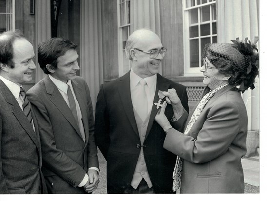 Peter Dixon OBE with his beloved wife Eileen and two sons. 