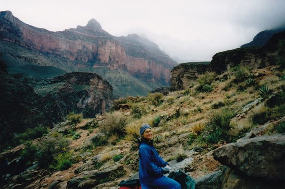 Sue living the landscape in the Grand Canyon