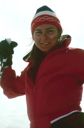Sue sking from Keystone to Montezuma.  1985 Bear Mountain