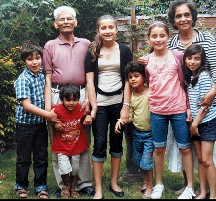 Nanny, grandad and all 6 of the grandchildren 