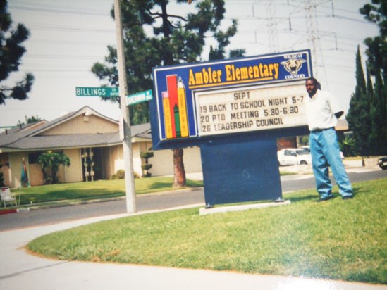 Wesley Jr. at Elementary school he went to as he was growning up in Carson California