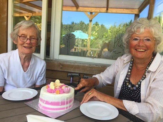 Birthday cake with Janet and Lilian