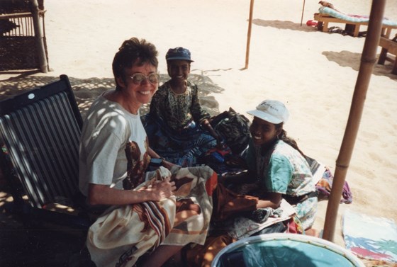 Maureen meting the locals in Goa (India)