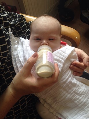 Our Lil having a bottle x