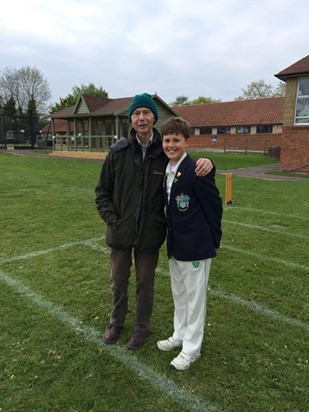 Grandad and Jacob - Cricket Match Prior Park Prep