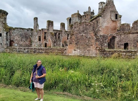 Bev at Caerlaverock Castle, Scotland