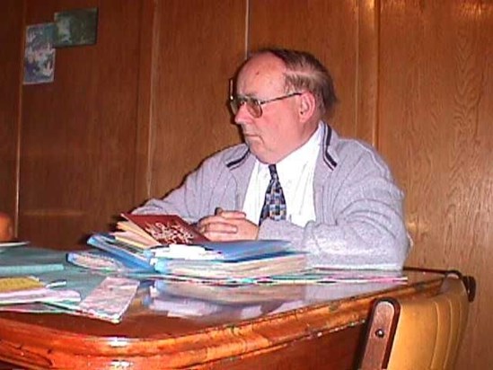 Jim in 2000, taking a break from genealogy research