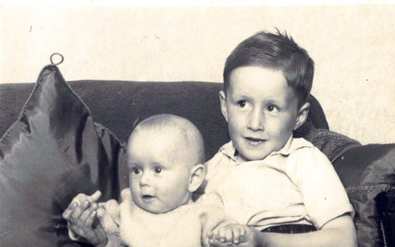 Jim in 1939 with baby brother Martin at home in 10 Montague Street , Edinburgh