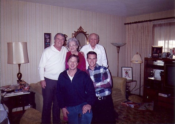 Dan with Mom Helen, Dad Ben, and sons Mark and Damon