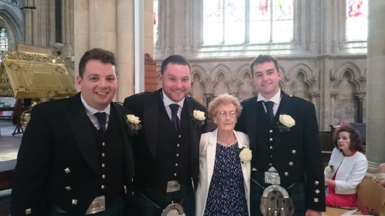 Lydia with the Baker Boys at James's wedding in July 2015
