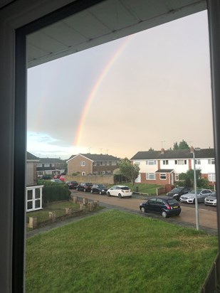 A rainbow out of Marnie’s bedroom window that she says is sent from Uncle Sammy and roxy x