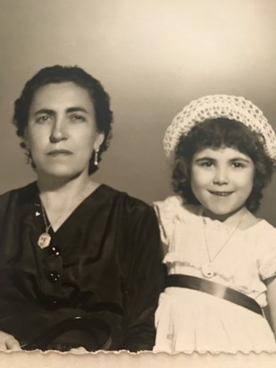Isabel and her mum in the mid 1950s