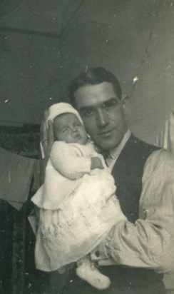 Cecil Davey with newborn Pamela Jill 