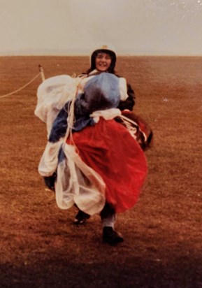 Pat after parachute jump for charity