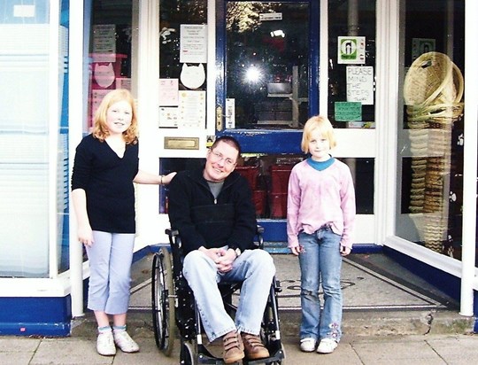 Outside the famous 'Diss Discount' store with Bethan & Roisin Oct.2006