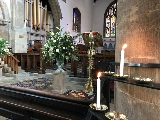 Candles lit in Bourne Abbey to remember you 1.9.18
