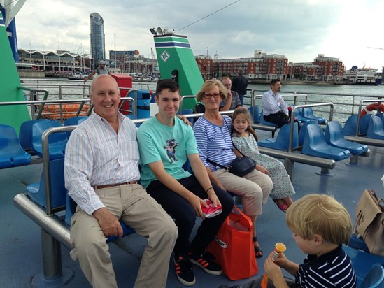 Dad, Owen, Mum, Flora & Bertie on Gosport Ferry 2015