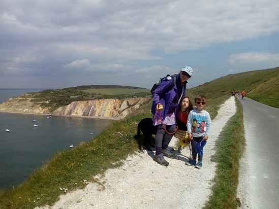 Helen doing schools Walk the Wight with Lissy & James May 2019. 