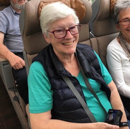 Jane on the Rocky Mountaineer in May 2019