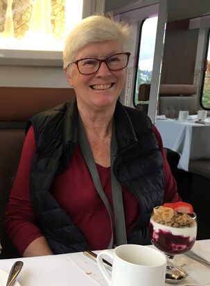 Jane's favourite course - dessert on the Rocky Mountaineer