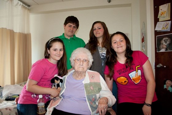 with some of her great-grandchildren