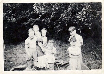 Pamela with her sister Pat, brothers James, Gordon , Michael and Alan and cousins Helen and Brian