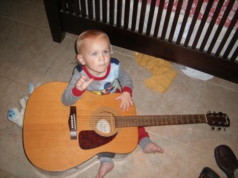 Scott's son Matt with his guitar