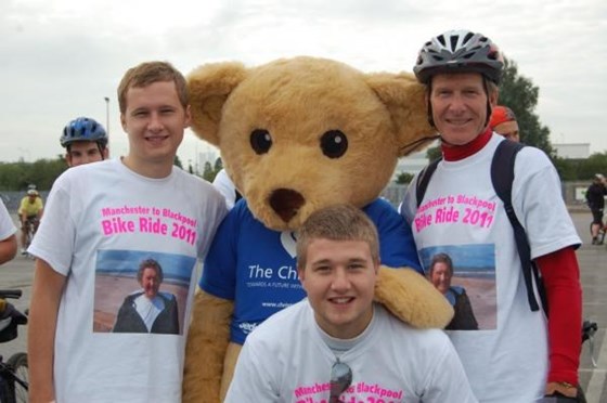 manchester to blackpool bike ride 2011 with my 2 sons Steven & Philip