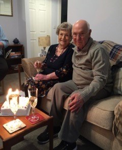 Sister and brother, Auntie Hilda and Dad. Raising a glass.
