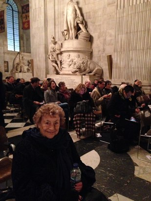 Hilda at St Paula’s Cathedral listening to Sam sing in the choir 