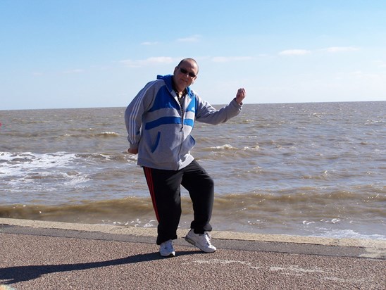 Mark by the sea at Felixstowe