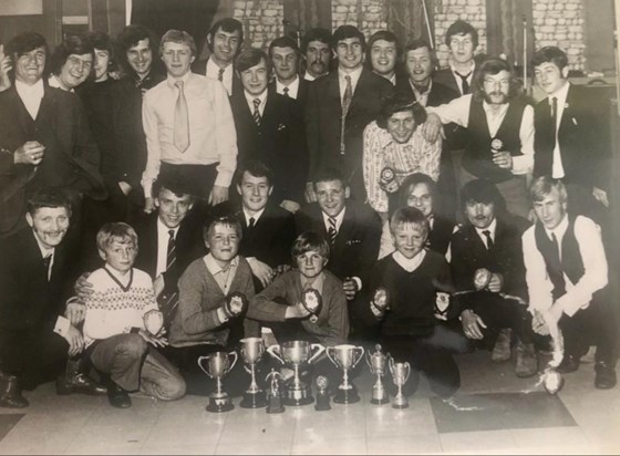 Gainsborough  Labour club football presentation night Mick McNeil presenting  Rob is hiding third from top left keith said most of the trophy were Robs!!