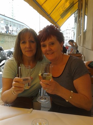 Janette and June enjoying yet another drink in Vienna.