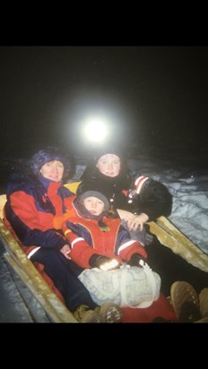 Aunty Janette with Louise and Russell in Lapland 2002