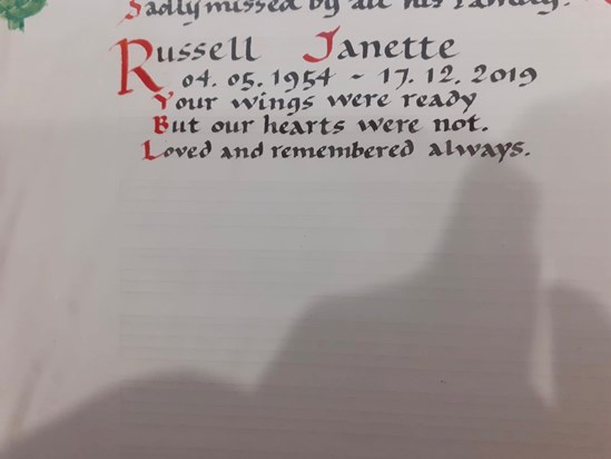 Book of remembrance for Janette 