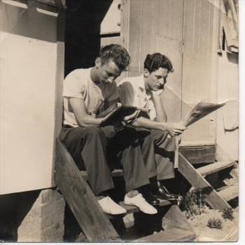 Ron and Geoff, one of our many happy holidays together, Isle of Man, 1955!