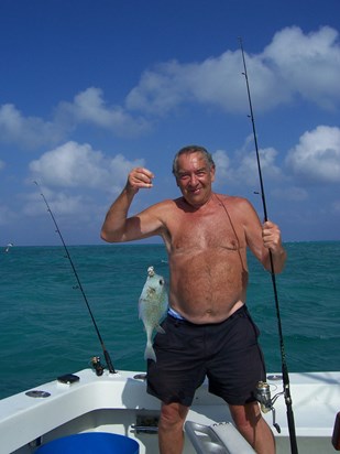 Dad fishing in the Cayman Islands