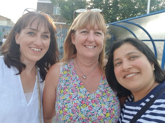 Michelle with friends Natalie & Anu at Upminster Junior school