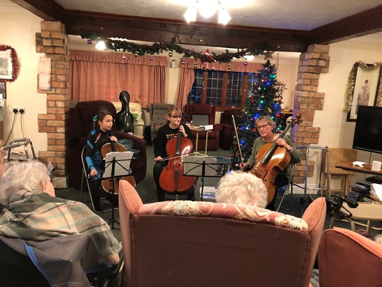 Mini Christmas concert for Joan at the care home. Christina certainly has everyone’s attention! Happy Memories